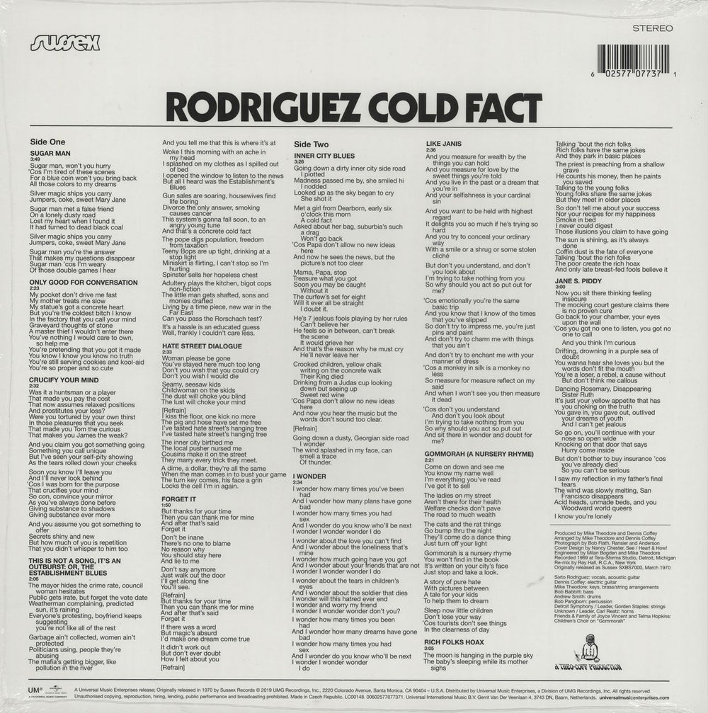 Sixto Rodriguez Cold Fact - 180 Gram - Sealed UK vinyl LP album (LP record) 602577077371