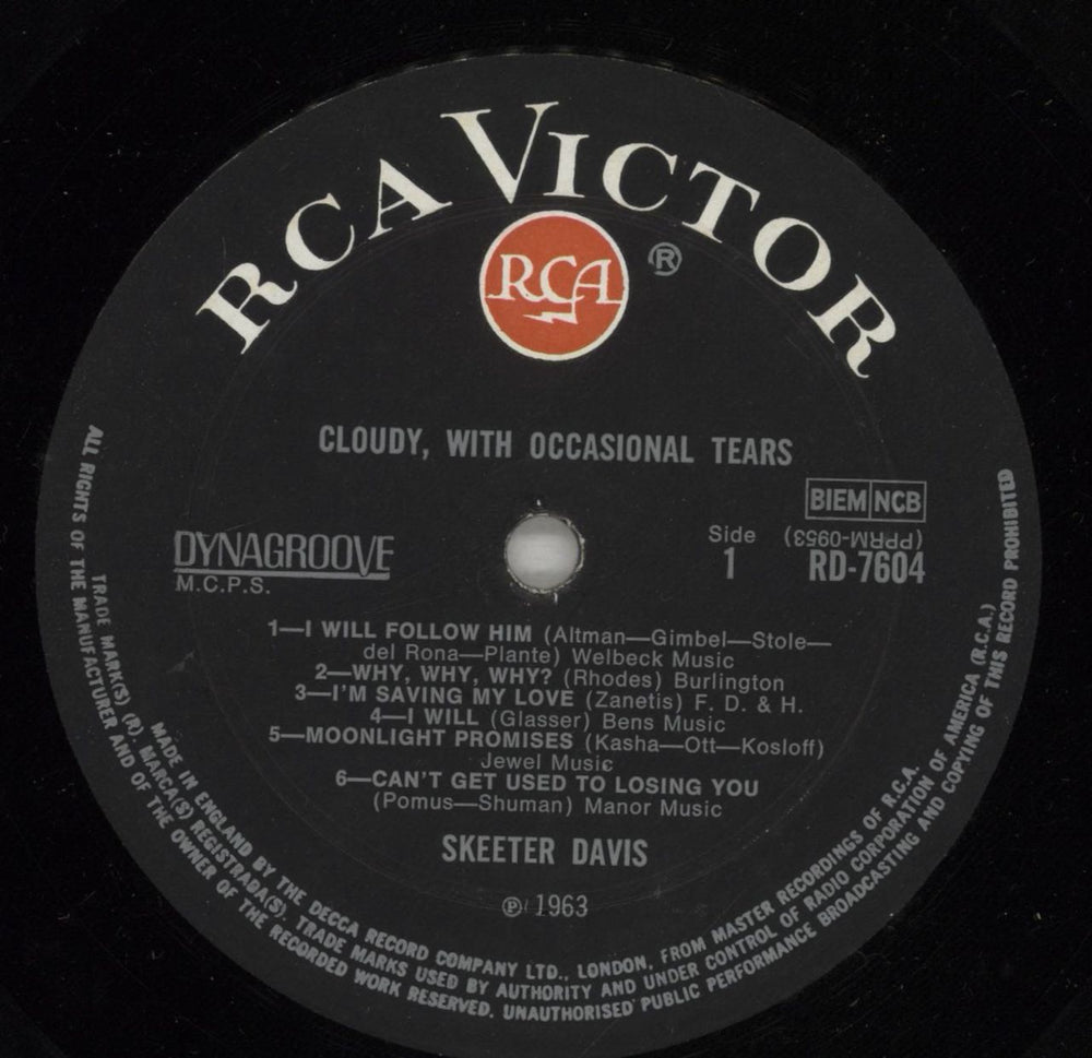 Skeeter Davis Cloudy, With Ocasional Tears UK vinyl LP album (LP record) SK5LPCL876690