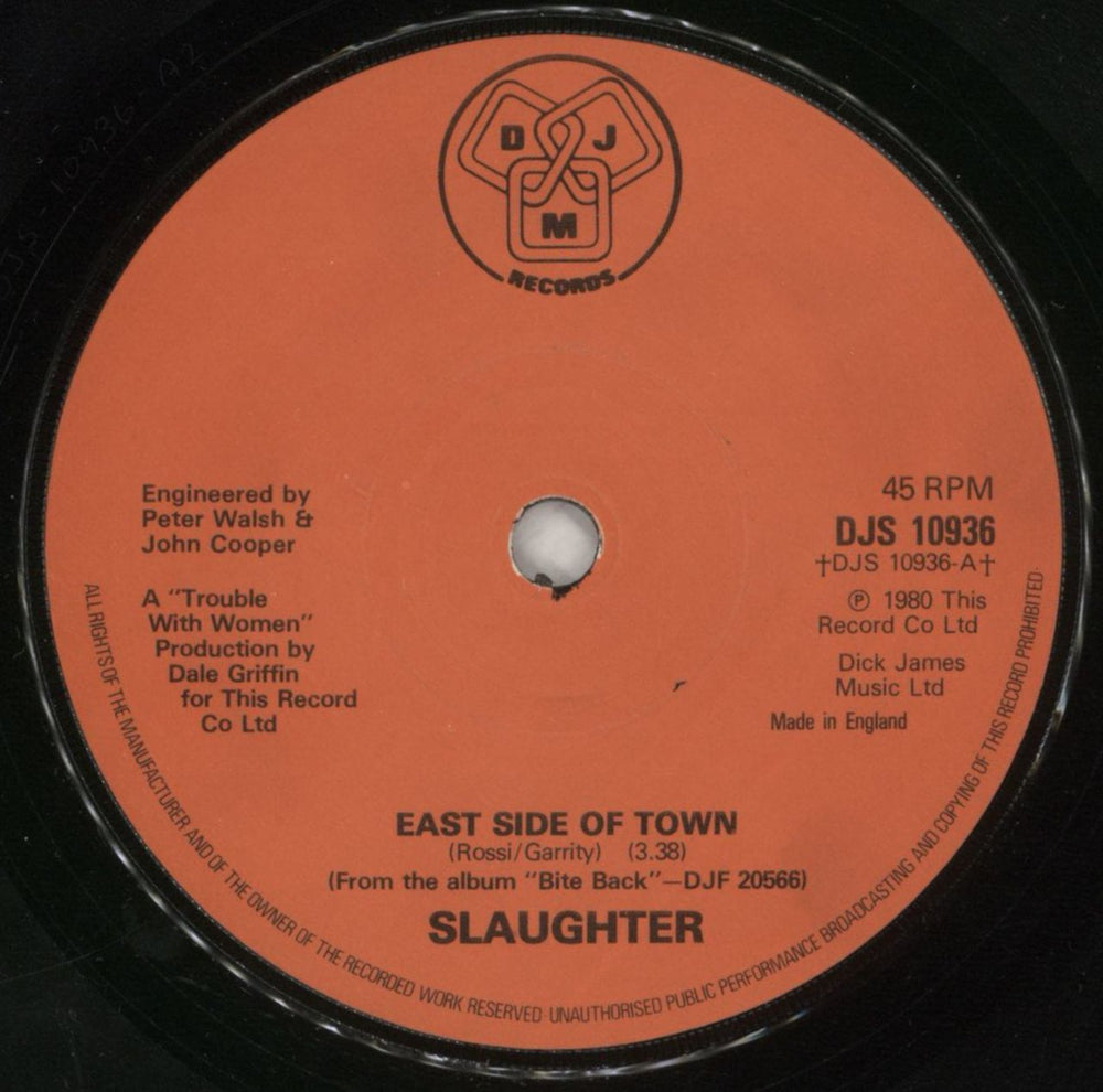 Slaughter & The Dogs East Side Of Town UK 7" vinyl single (7 inch record / 45) S&D07EA808179