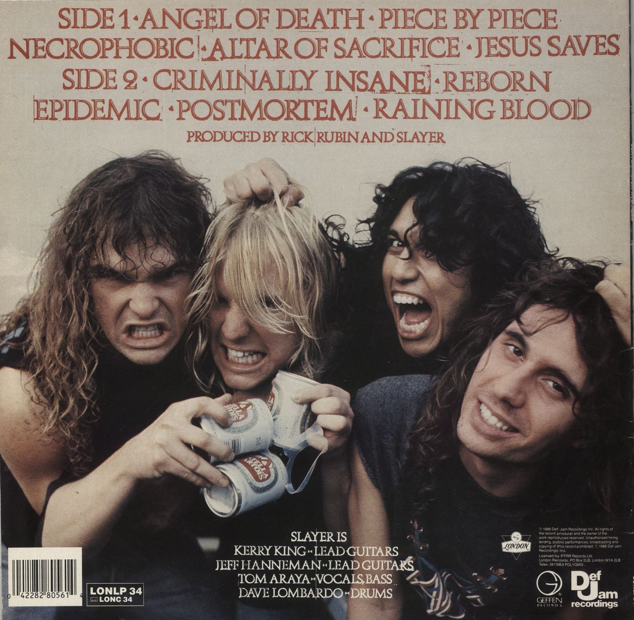 Slayer Reign In Blood + Inner - VG UK Vinyl LP — RareVinyl.com