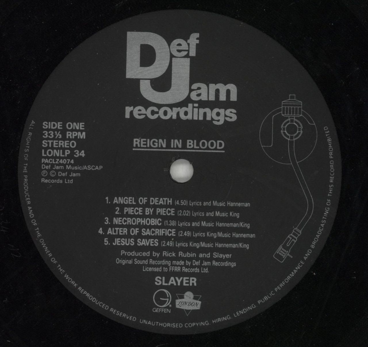 Slayer Reign In Blood + Inner - VG UK Vinyl LP — RareVinyl.com