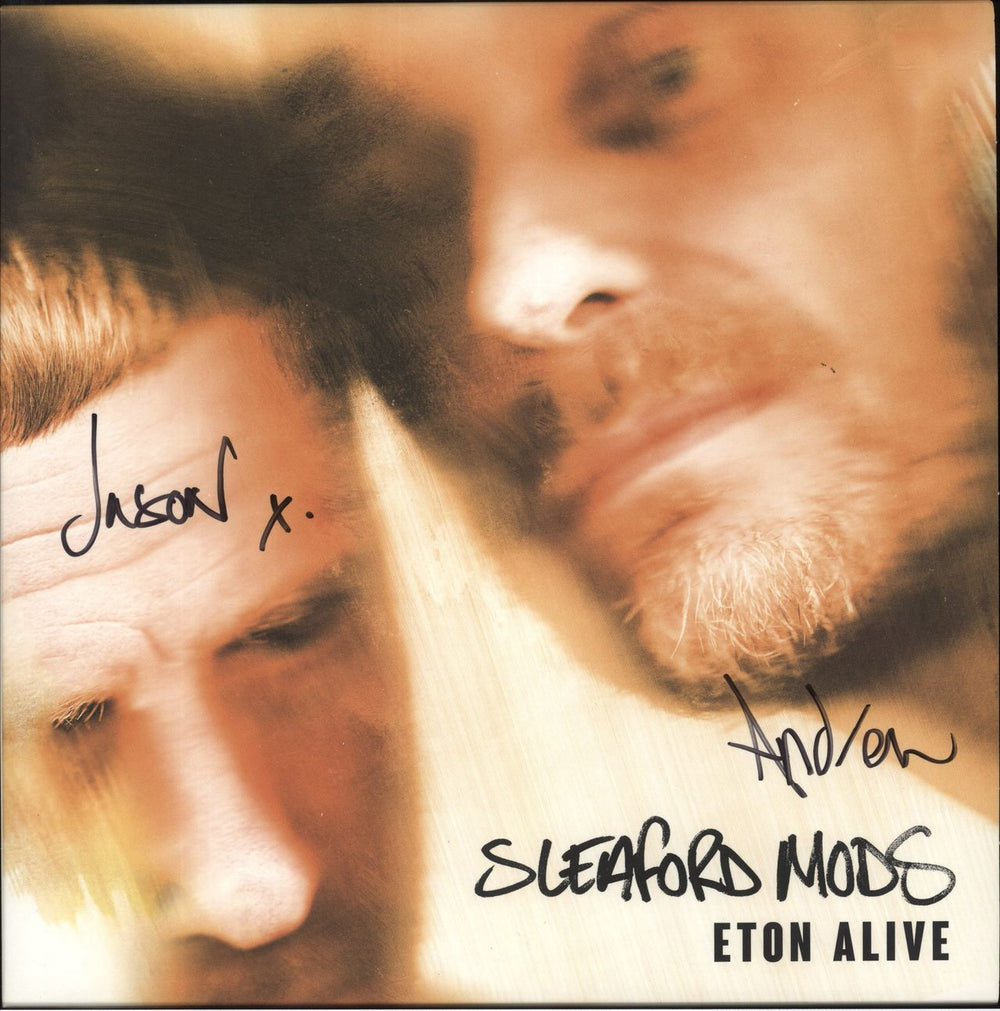 Sleaford Mods Eton Alive - Blue Vinyl - Autographed UK vinyl LP album (LP record) EE001
