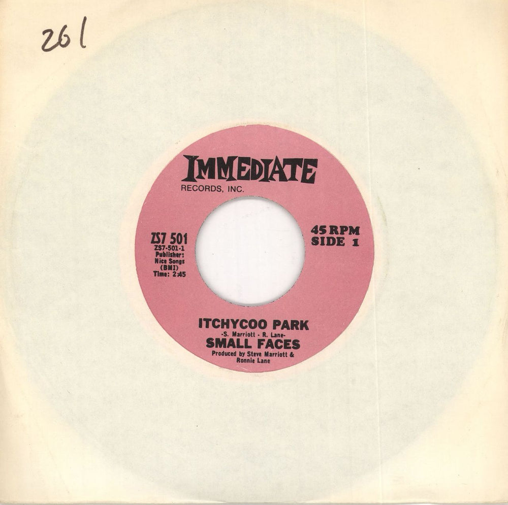 Small Faces Itchycoo Park US 7" vinyl single (7 inch record / 45) ZS7501