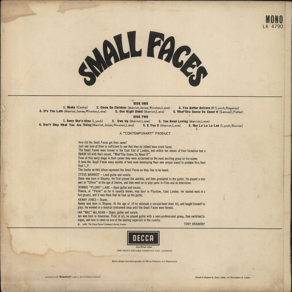 Small Faces Small Faces - 1st - G UK vinyl LP album (LP record)