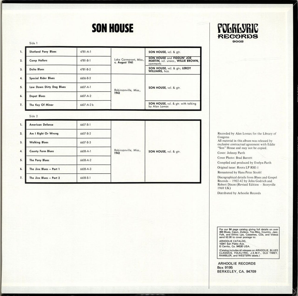 Son House Son House US vinyl LP album (LP record)