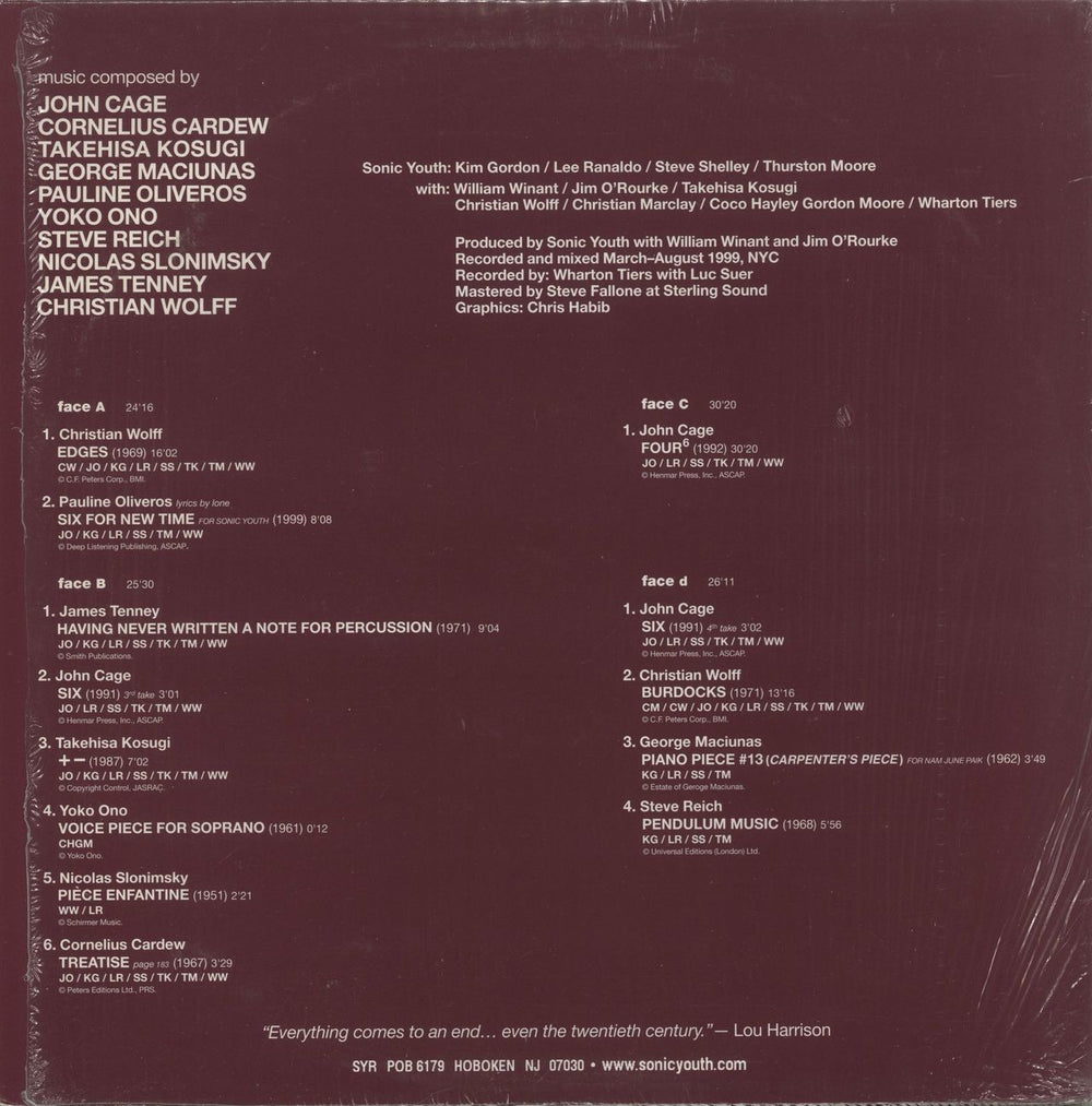 Sonic Youth Goodbye 20th Century US 2-LP vinyl record set (Double LP Album)