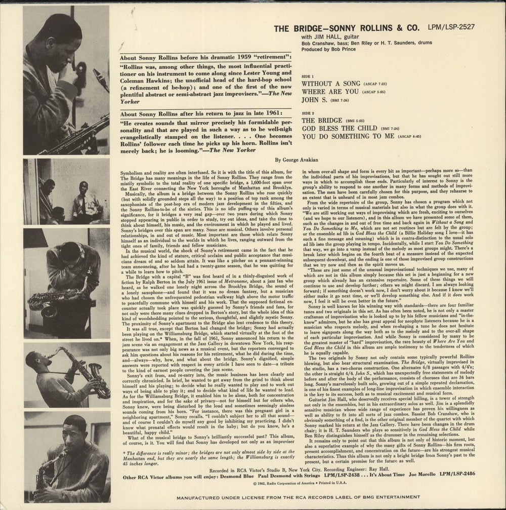 Sonny Rollins The Bridge - 180gm US vinyl LP album (LP record)