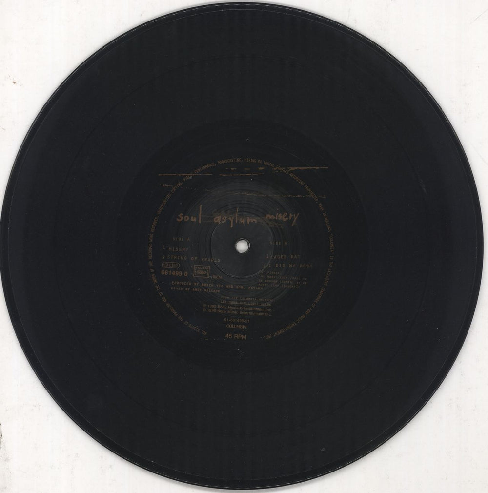 Soul Asylum Misery UK 10" Vinyl Picture Disc (10 inch Record Single)