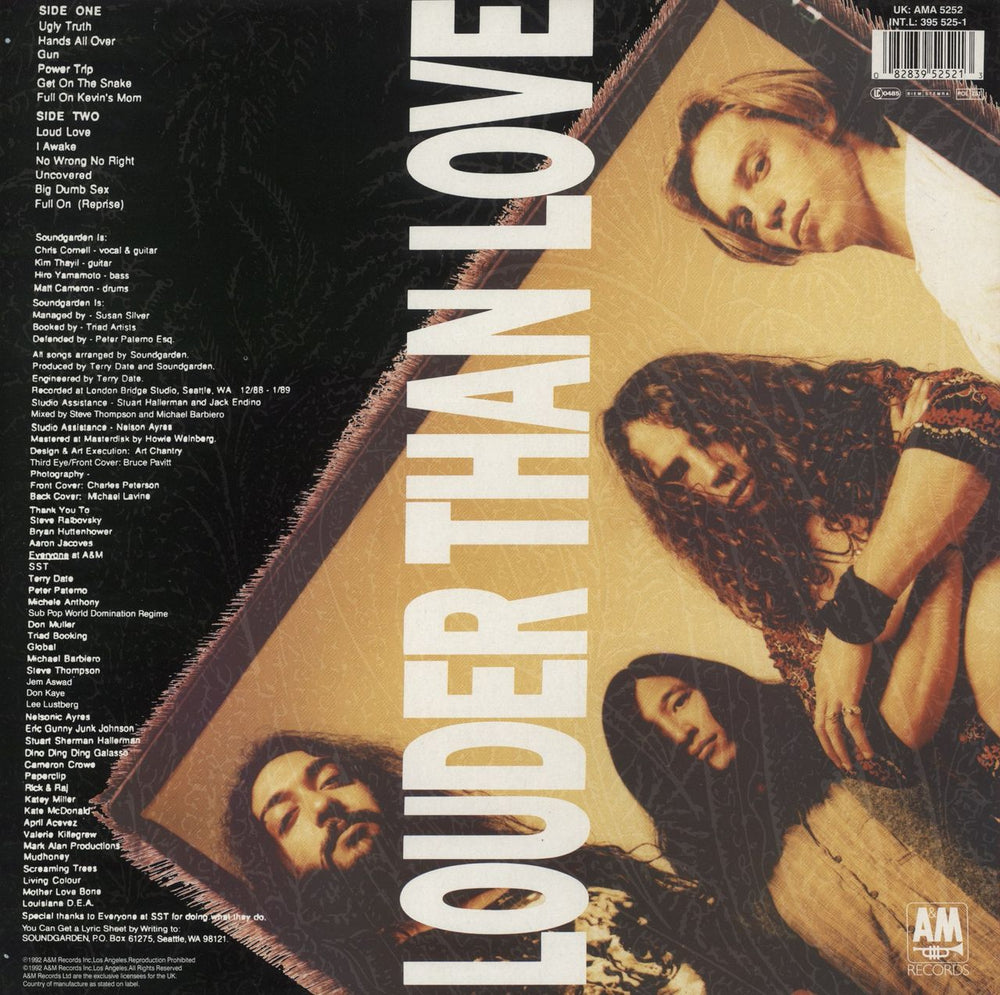 Soundgarden Louder Than Love UK vinyl LP album (LP record) 082839525213