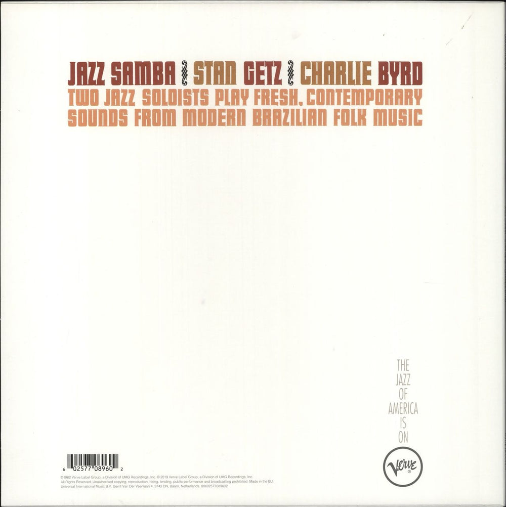 Stan Getz Jazz Samba - 180gm US vinyl LP album (LP record) 602577089602