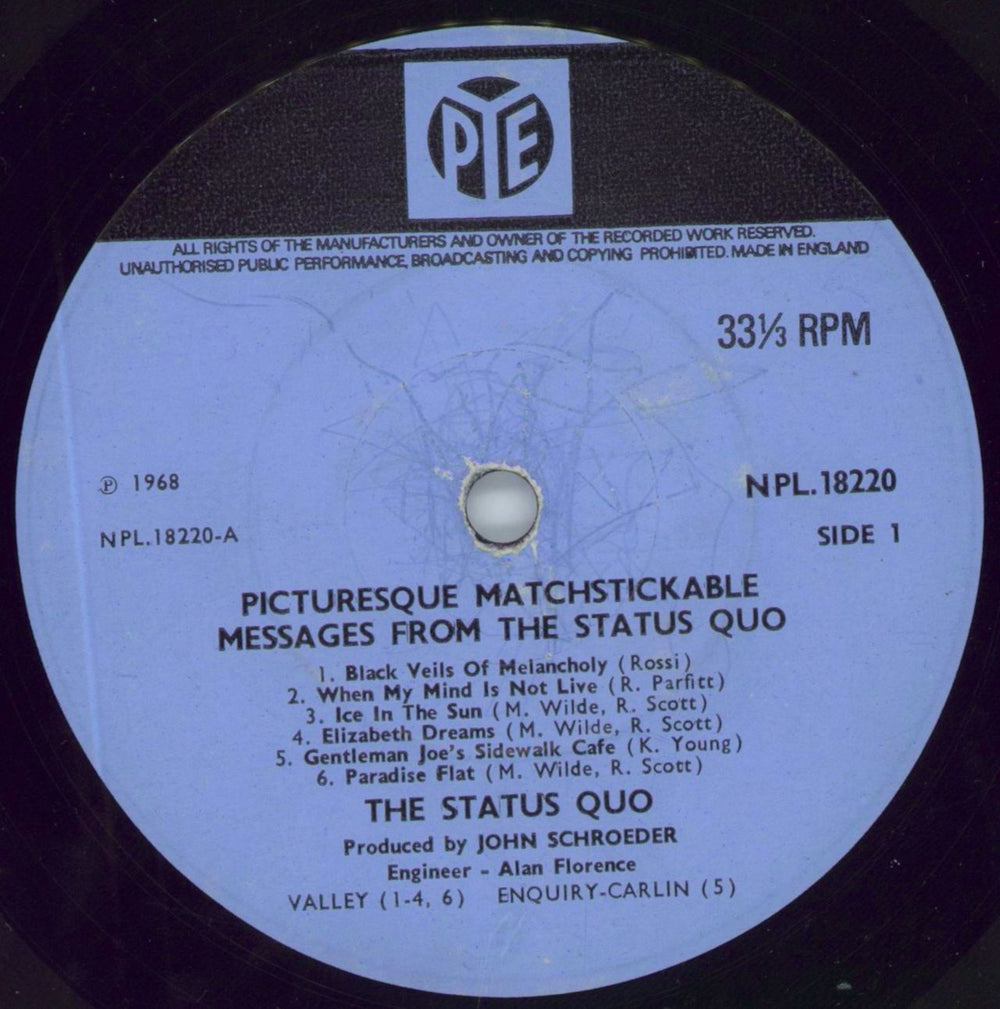 Status Quo Picturesque Matchstickable Messages From The Status Quo UK vinyl LP album (LP record) QUOLPPI683641