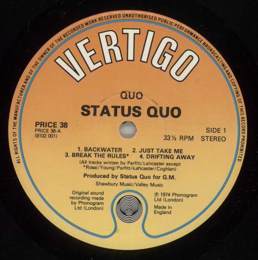 Status Quo Quo UK vinyl LP album (LP record) QUOLPQU126129