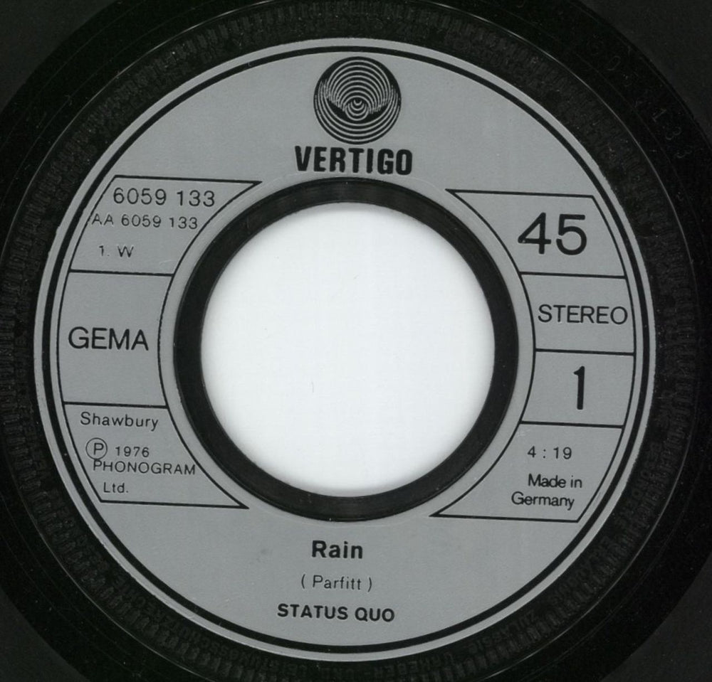Status Quo Rain - Interlocking Logo German 7" vinyl single (7 inch record / 45) QUO07RA214256
