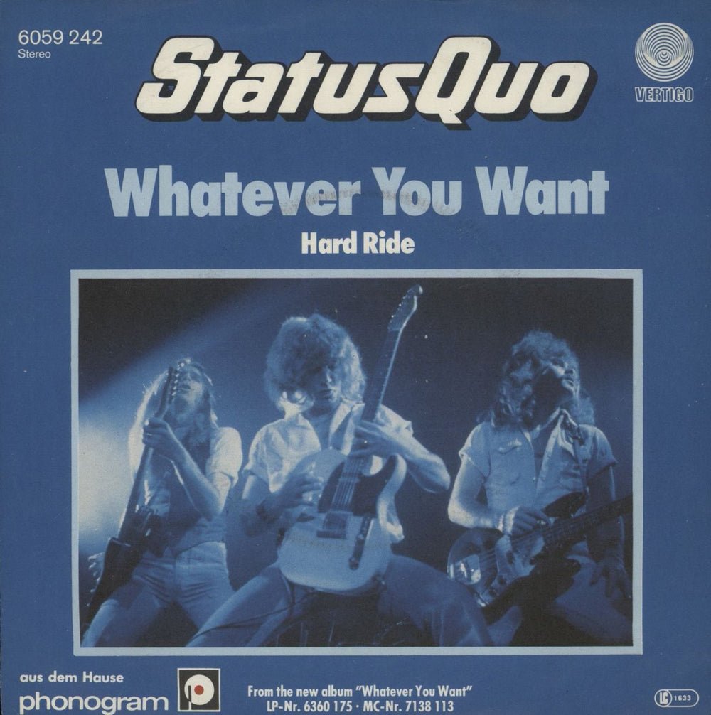 Status Quo Whatever You Want - P/S German 7" vinyl single (7 inch record / 45) 6059242