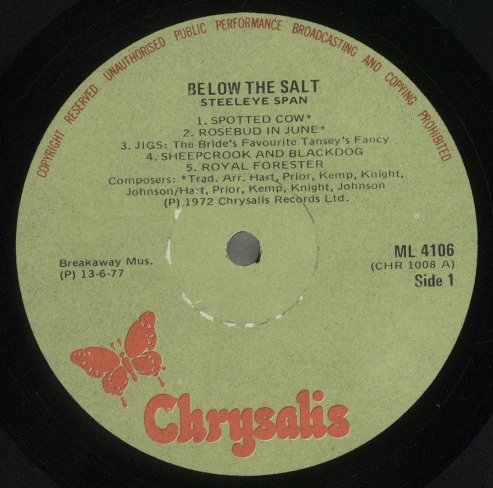 Steeleye Span Below The Salt South African vinyl LP album (LP record) SSPLPBE857407