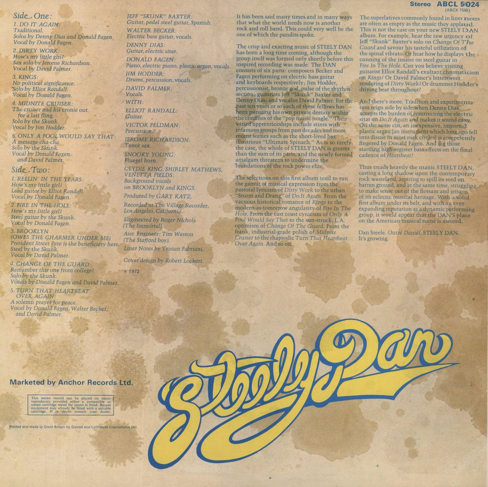Steely Dan Can't Buy A Thrill - 2nd UK vinyl LP album (LP record)