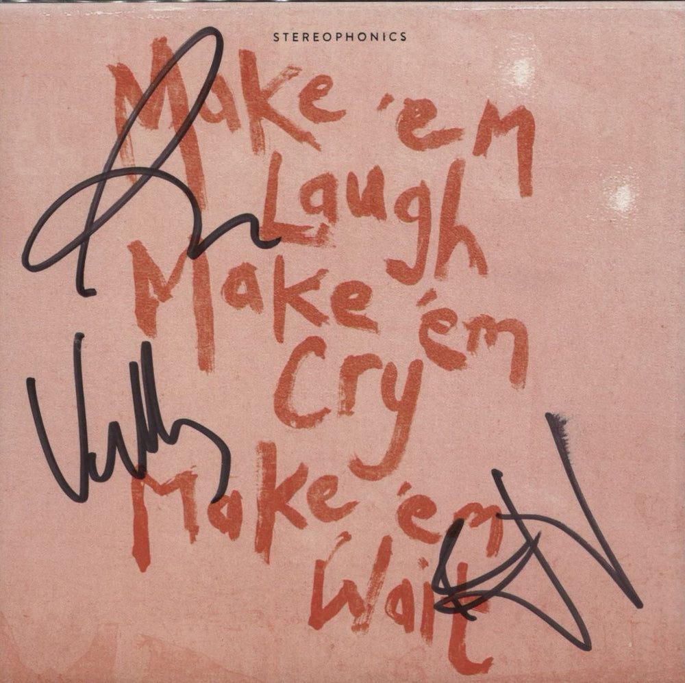 Stereophonics Make 'Em Laugh Make 'Em Cry Make 'Em Wait - Pink Vinyl + Autographed UK vinyl LP album (LP record) OPHLPMA873562