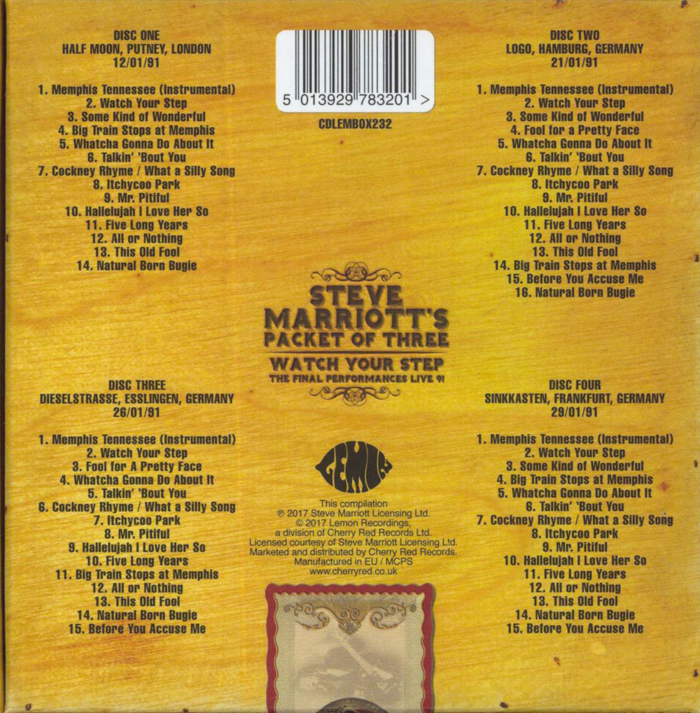 Steve Marriott Watch Your Step - The Final Performances - Live 91 UK CD Album Box Set 5013929783201