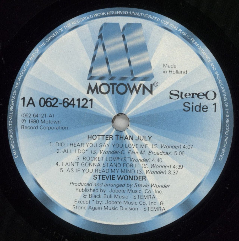 Stevie Wonder Hotter Than July Dutch vinyl LP album (LP record) STWLPHO458416