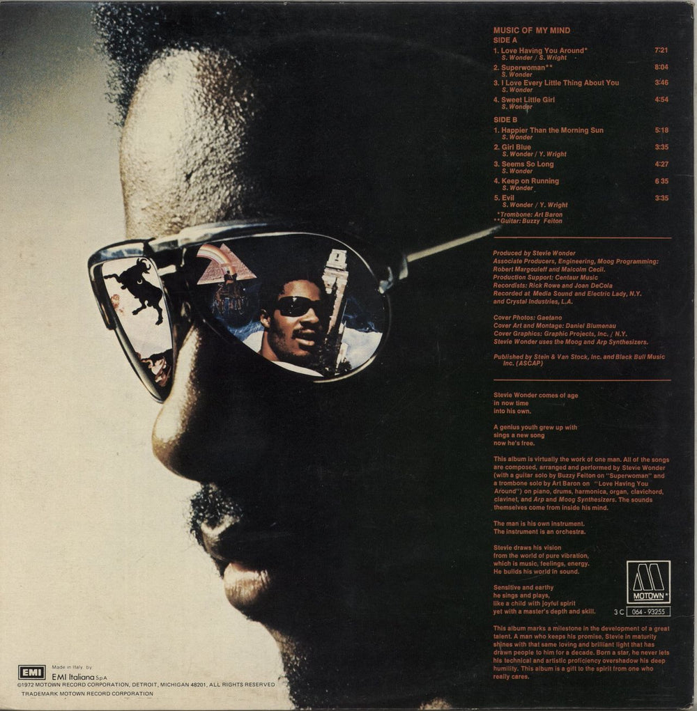 Stevie Wonder Music Of My Mind Italian Vinyl LP — RareVinyl.com