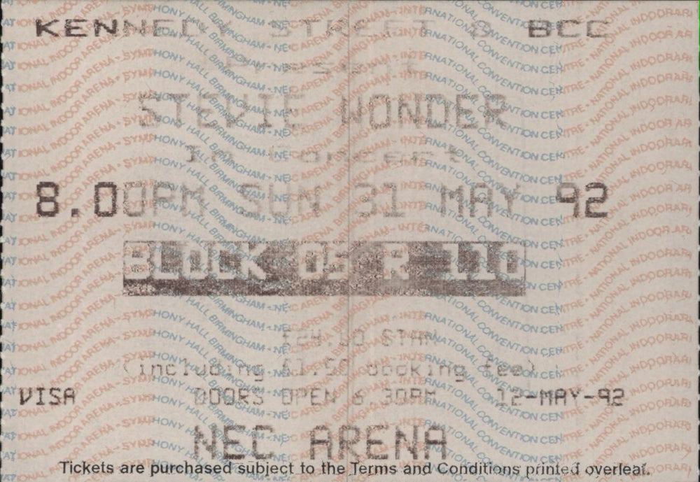 Stevie Wonder Natural Wonder 1992 - Ticket Stub UK tour programme STWTRNA836046