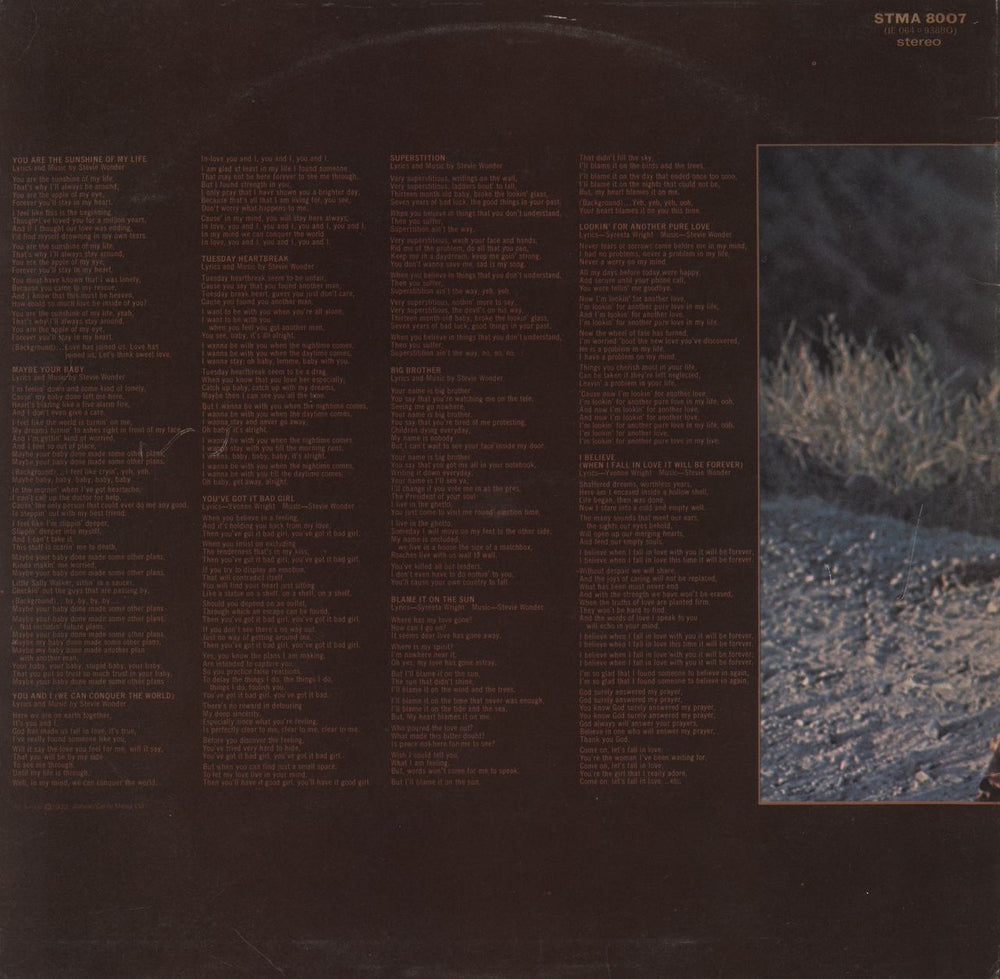 Stevie Wonder Talking Book - 1st UK vinyl LP album (LP record)