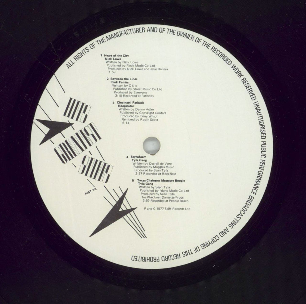 Stiff Records Hits Greatest Stiffs UK vinyl LP album (LP record) SX8LPHI439152