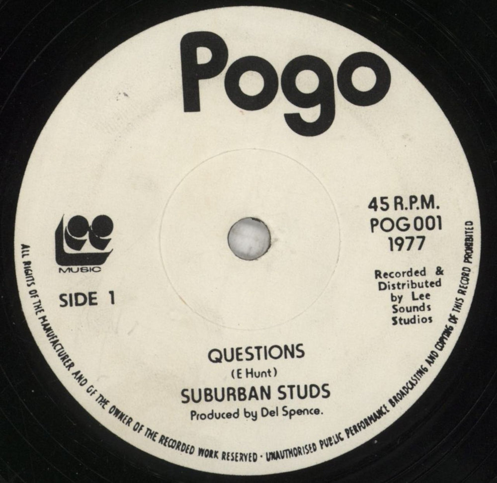 Suburban Studs Questions - 1st - EX UK 7" vinyl single (7 inch record / 45) POG001