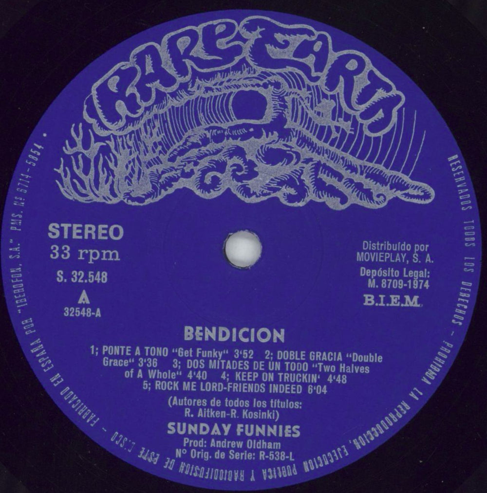 Sunday Funnies Benediction Spanish vinyl LP album (LP record) FNILPBE851209