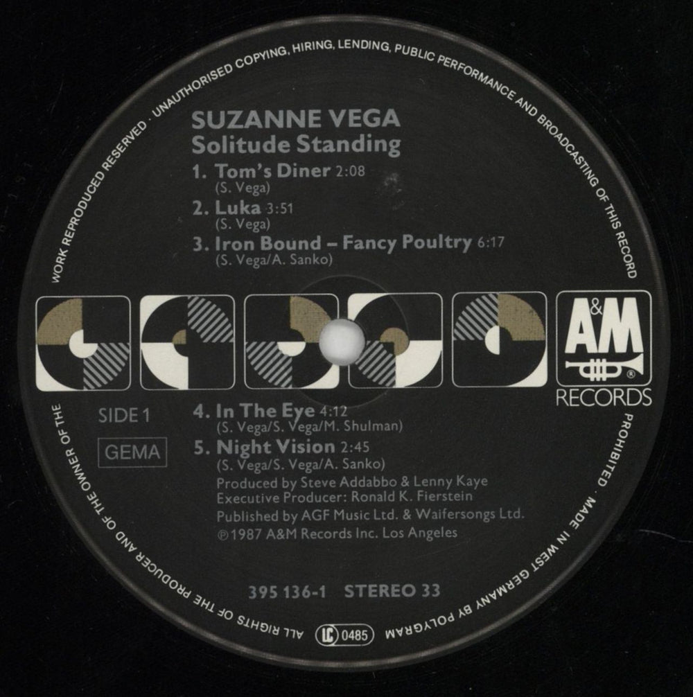 Suzanne Vega Solitude Standing German vinyl LP album (LP record) VEGLPSO851477