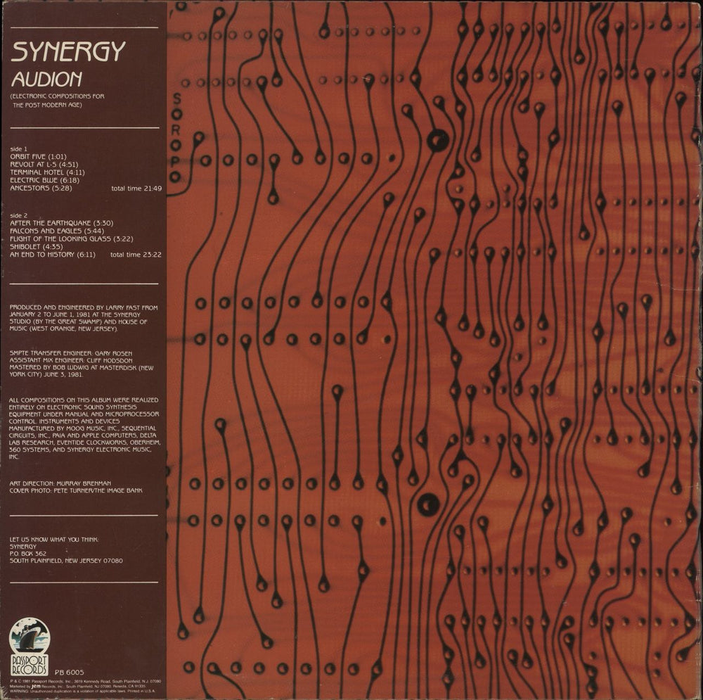 Synergy Audion US vinyl LP album (LP record)