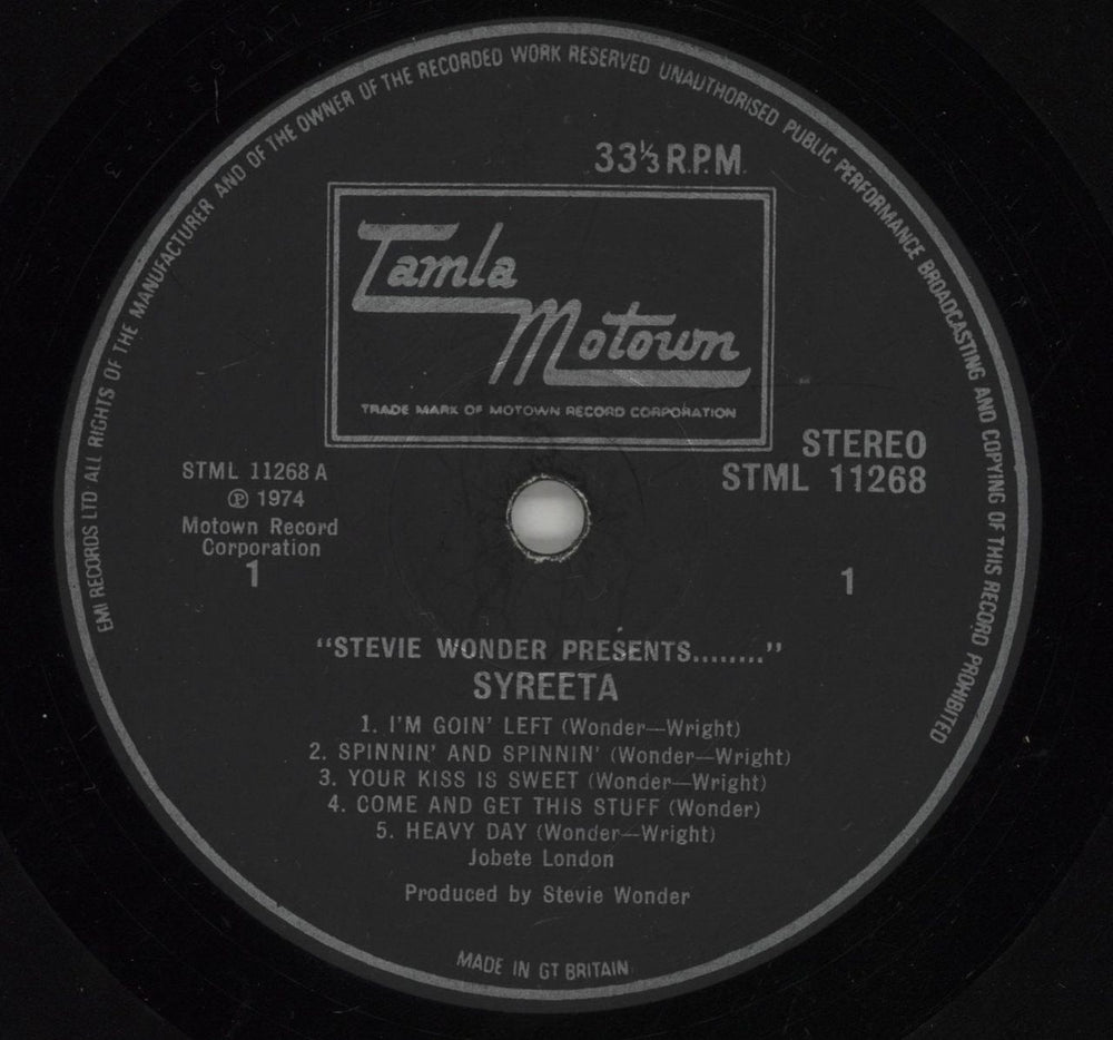 Syreeta Stevie Wonder Presents Syreeta UK vinyl LP album (LP record) SA9LPST456076