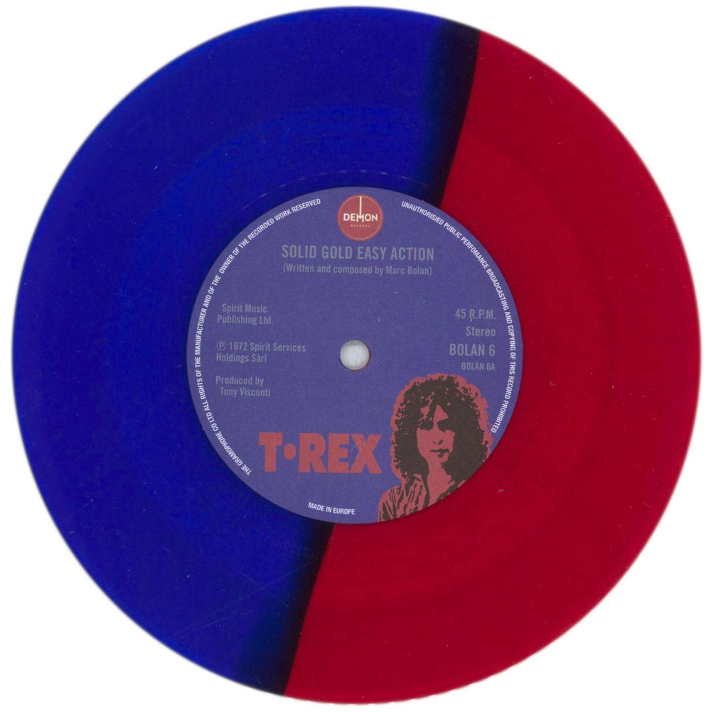 T-Rex / Tyrannosaurus Rex Solid Gold Easy Action / The Groover - Red/Blue Vinyl UK Promo 7" vinyl single (7 inch record / 45) REX07SO846208