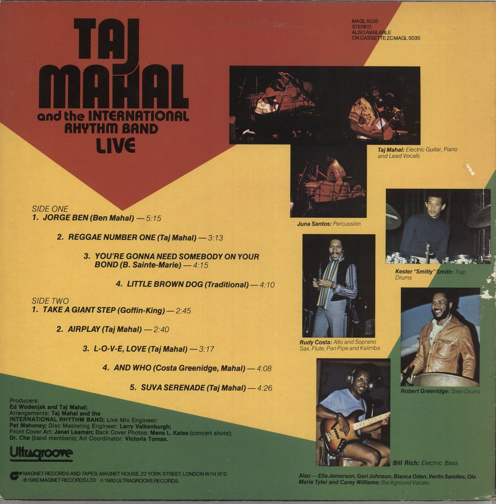 Taj Mahal Live UK vinyl LP album (LP record) TAJLPLI734823