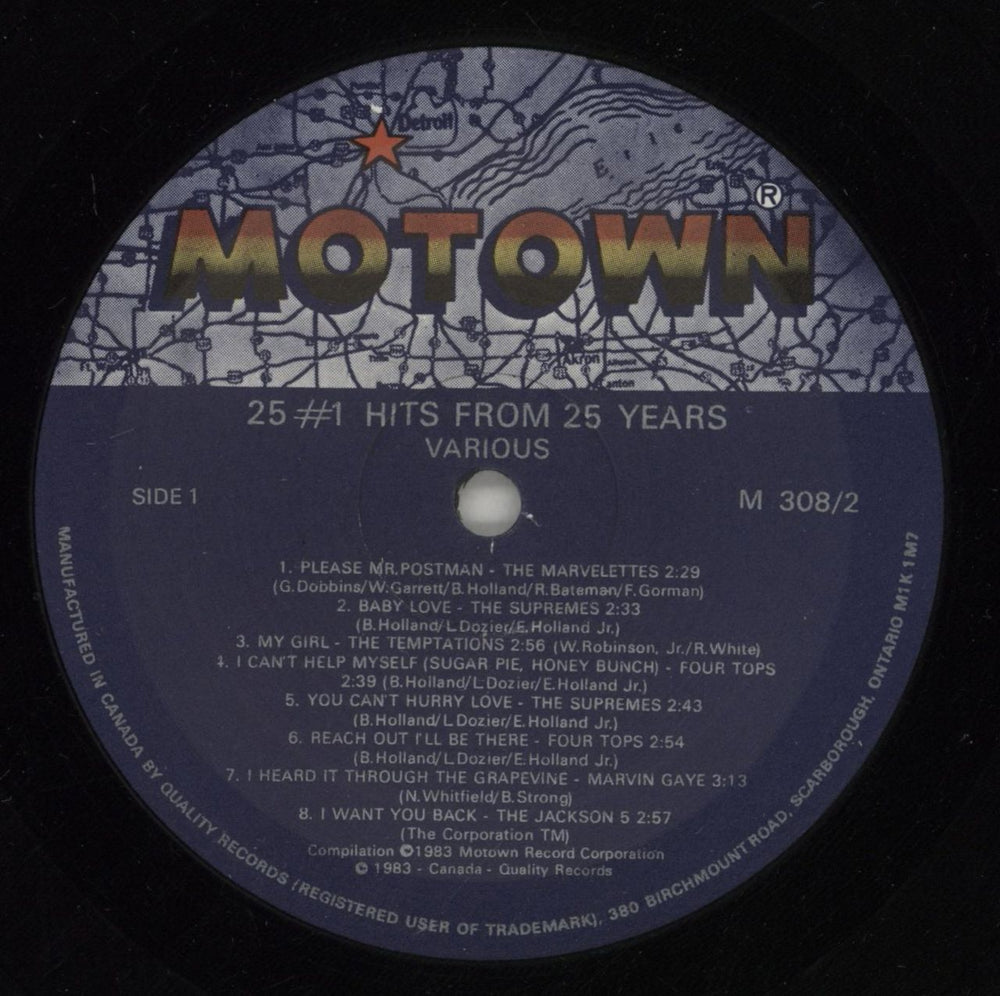 Tamla Motown 25 U.S. No.1 Hits From 25 Years Canadian 2-LP vinyl record set (Double LP Album) MTW2LUS879993