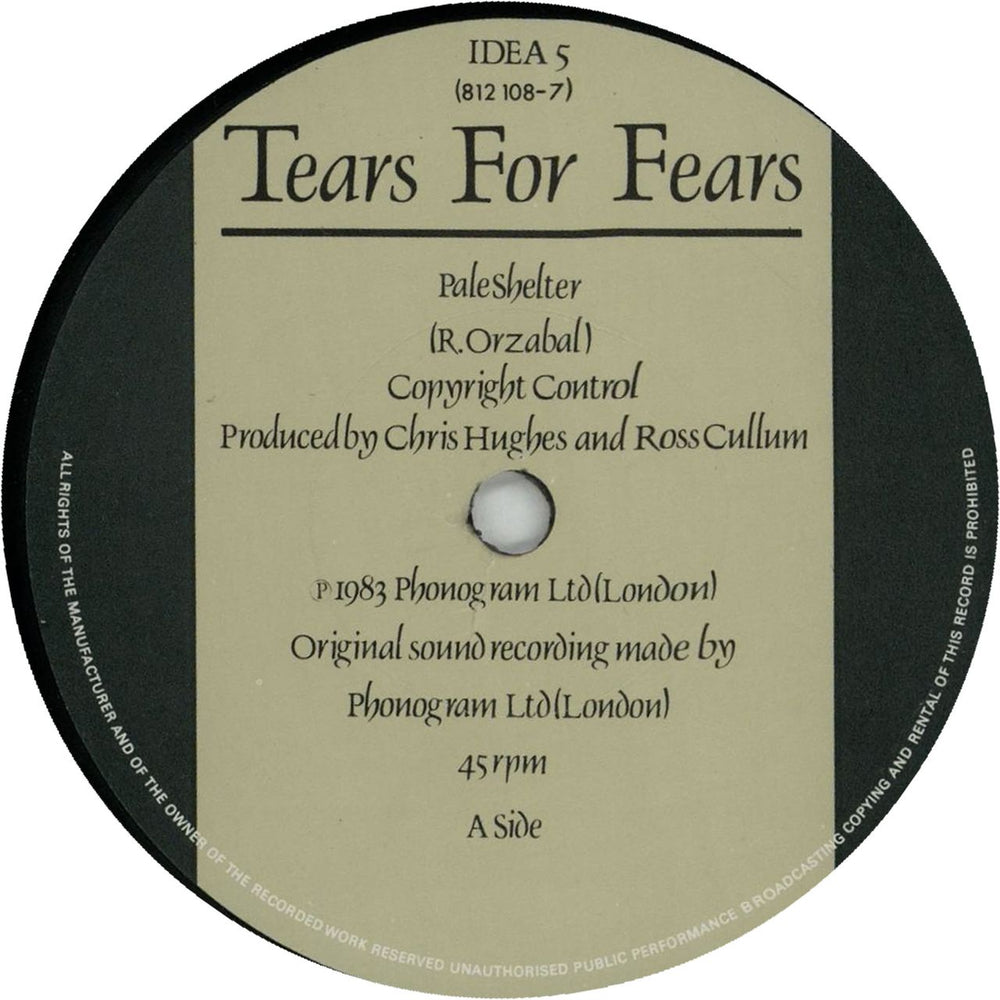 Tears For Fears Pale Shelter - Sleeve B UK 7" vinyl single (7 inch record / 45) TFF07PA643851