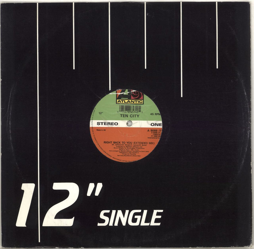 Ten City Right Back To You (Extended Mix) UK 12" vinyl single (12 inch record / Maxi-single) A9088(T)