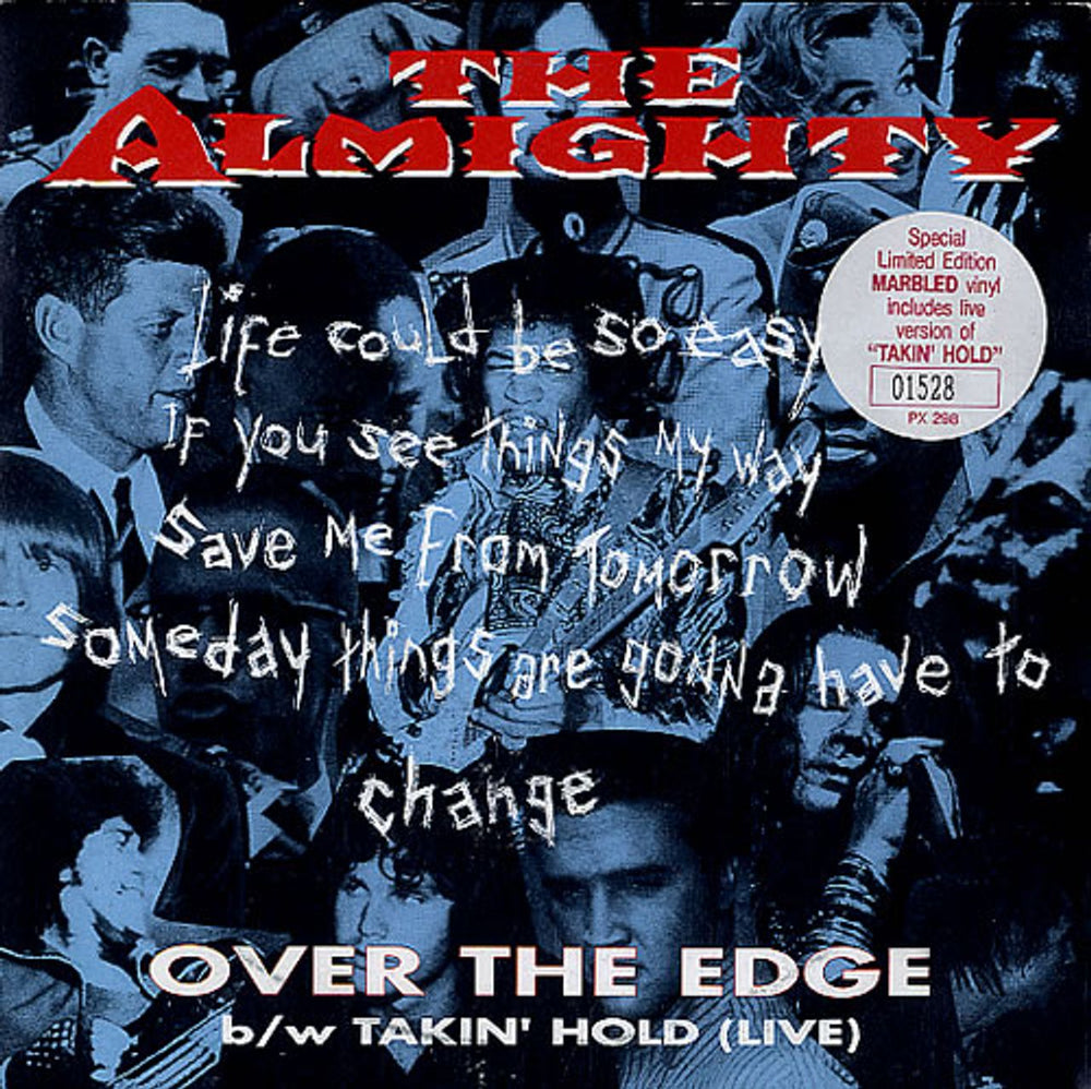 The Almighty Over The Edge - Orange Marbled Vinyl UK 7" vinyl single (7 inch record / 45) PX298