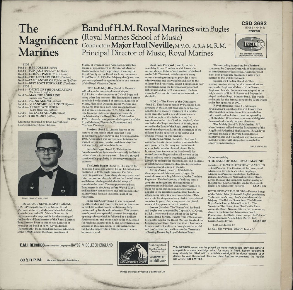 The Band Of H.M. Royal Marines The Magnificent Marines UK vinyl LP album (LP record)