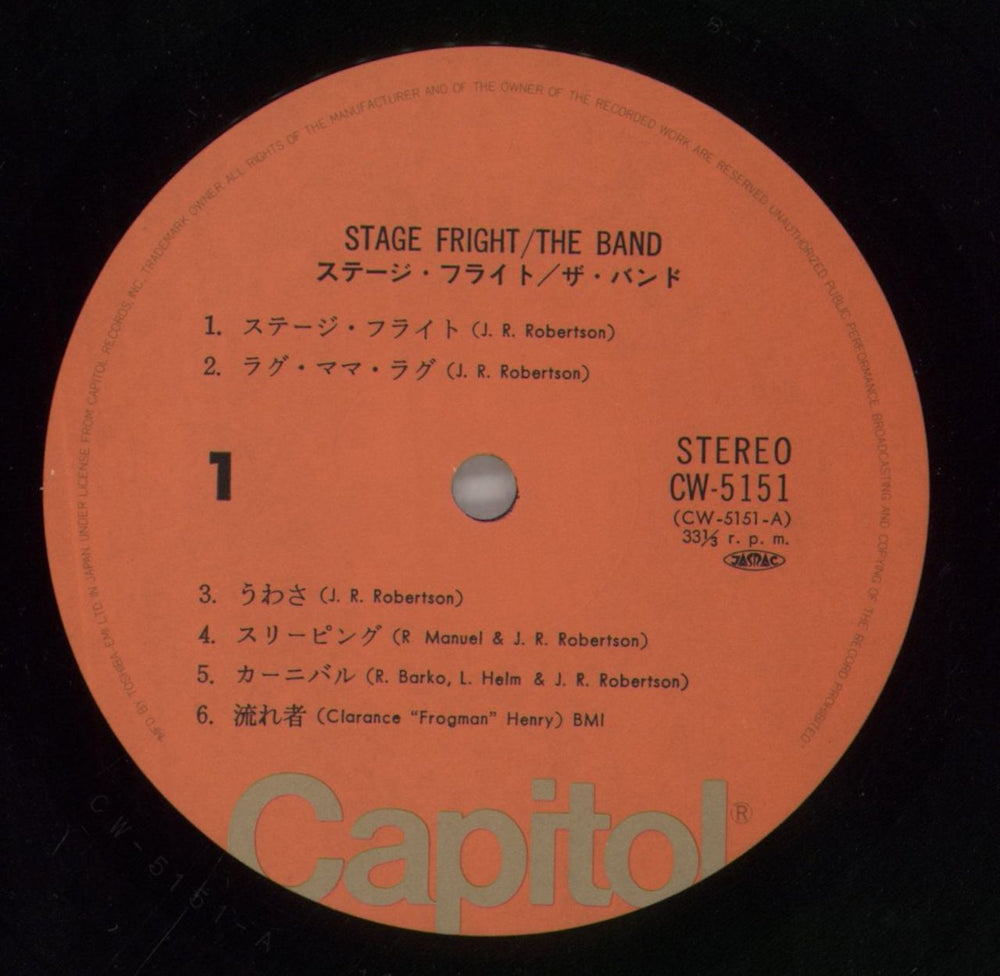 The Band Stage Fright Japanese Vinyl LP — RareVinyl.com