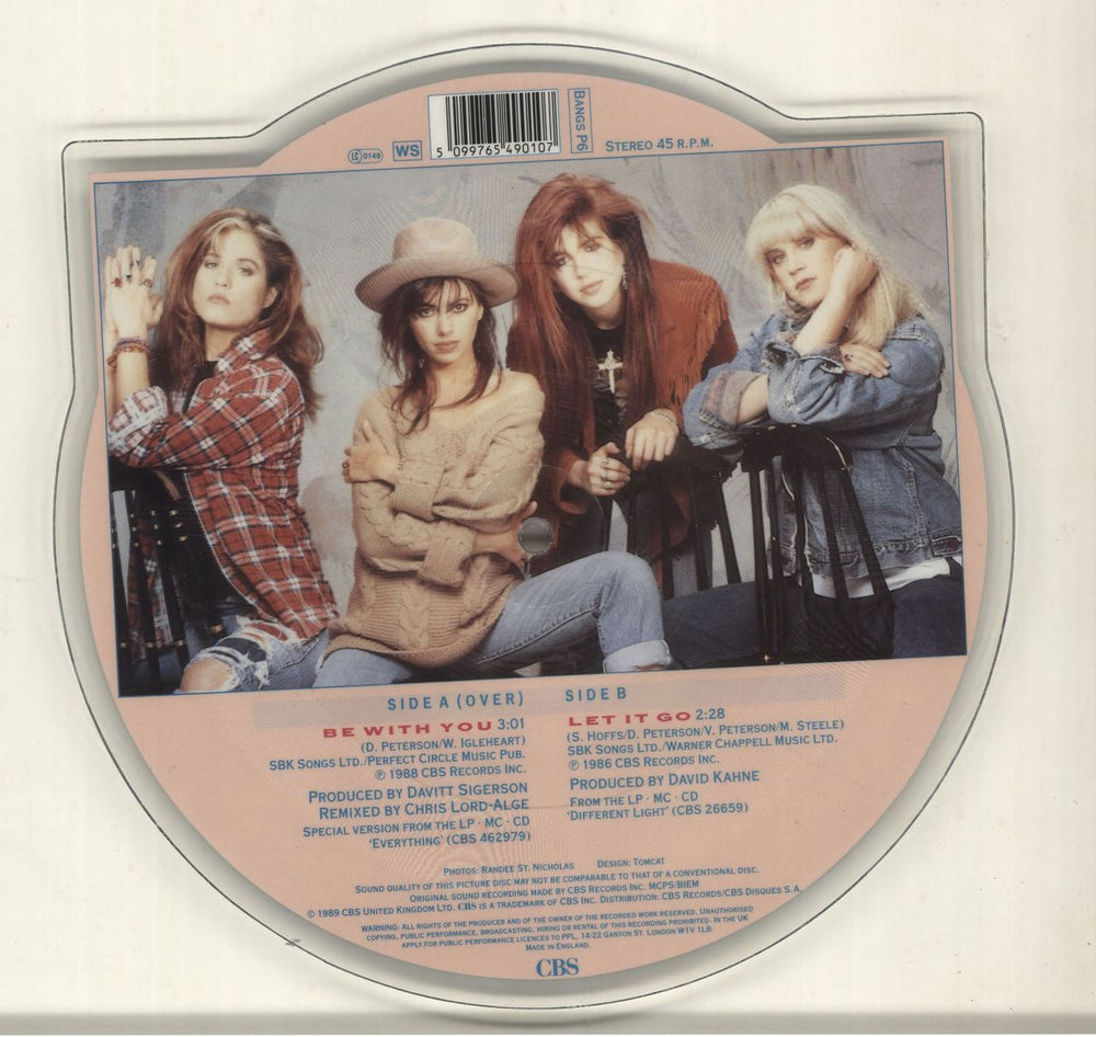 The Bangles Be With You UK shaped picture disc (picture disc vinyl record) BGLSHBE24442