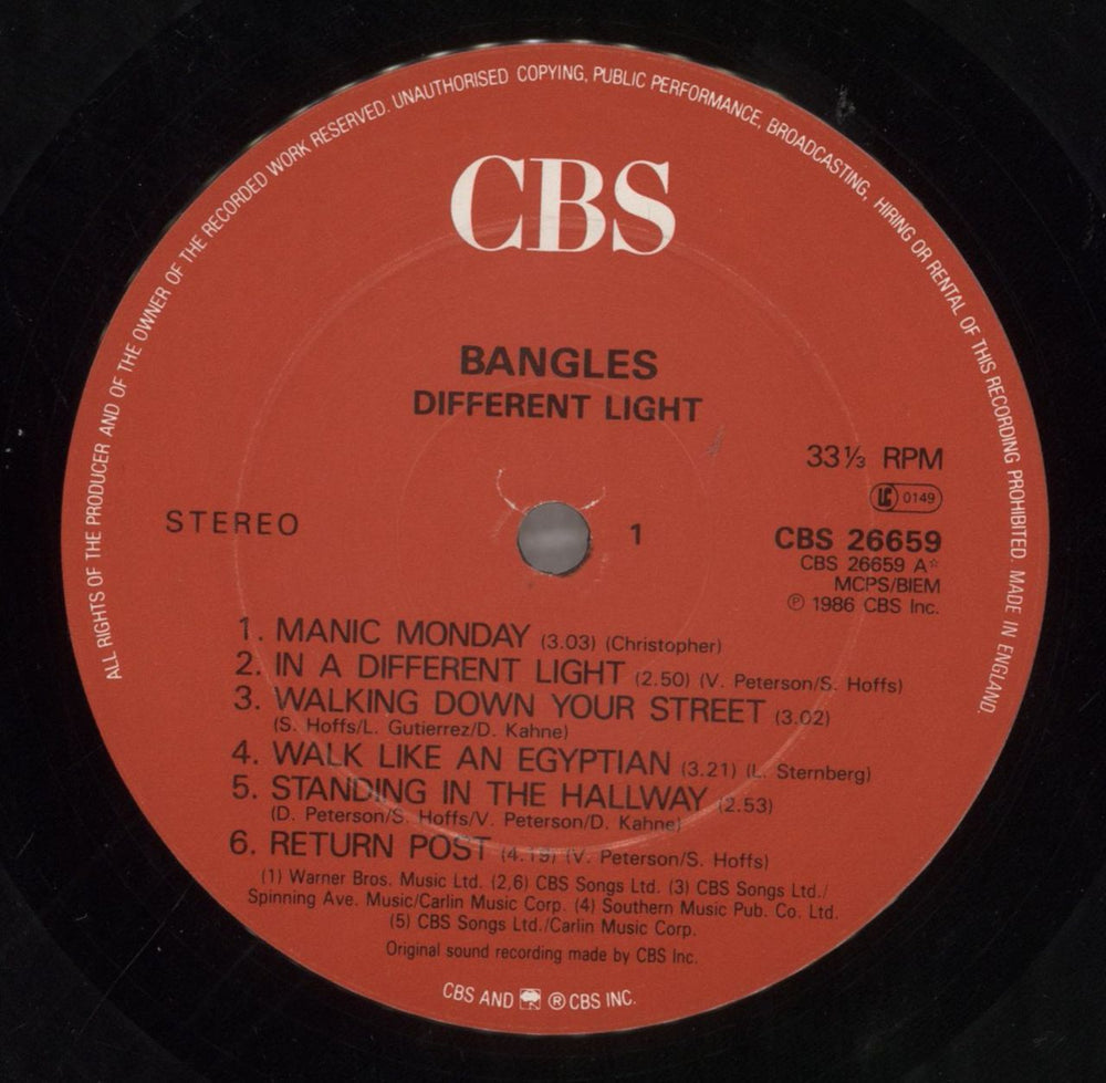 The Bangles Different Light UK vinyl LP album (LP record) BGLLPDI232030