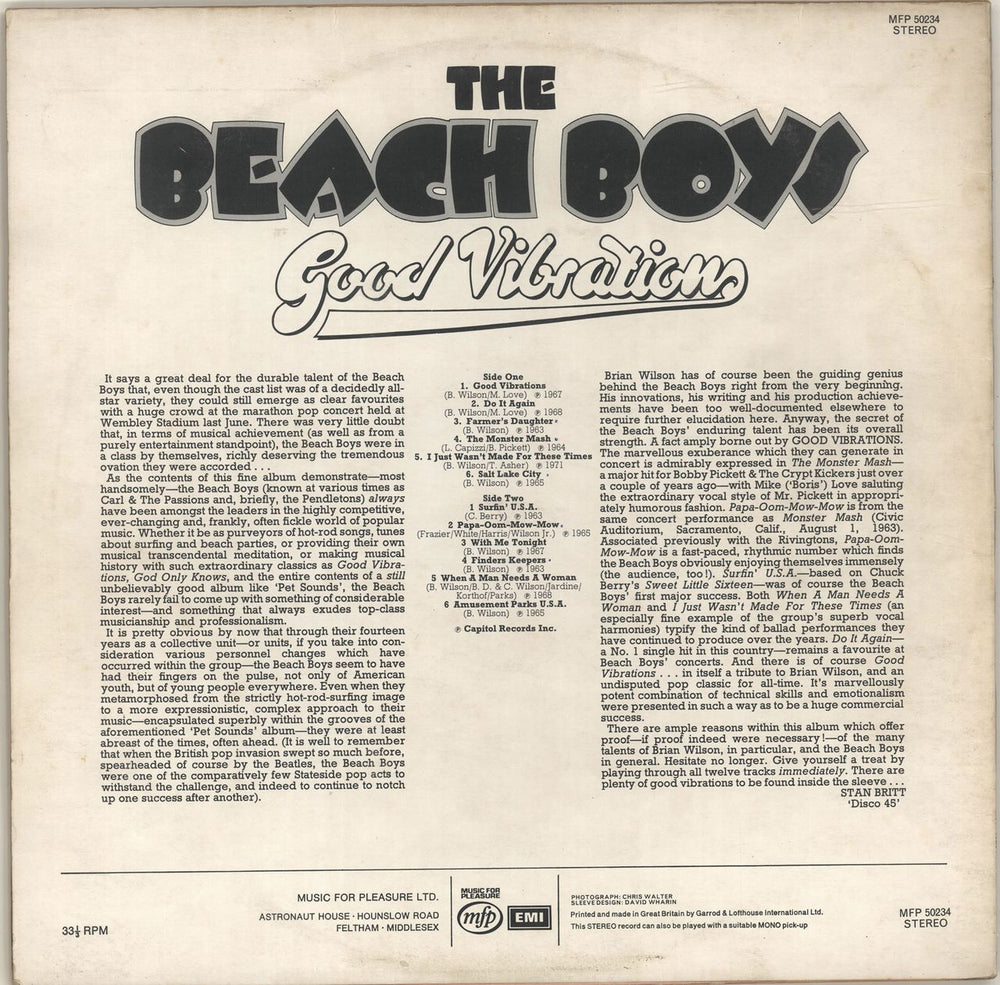 The Beach Boys Good Vibrations UK vinyl LP album (LP record)