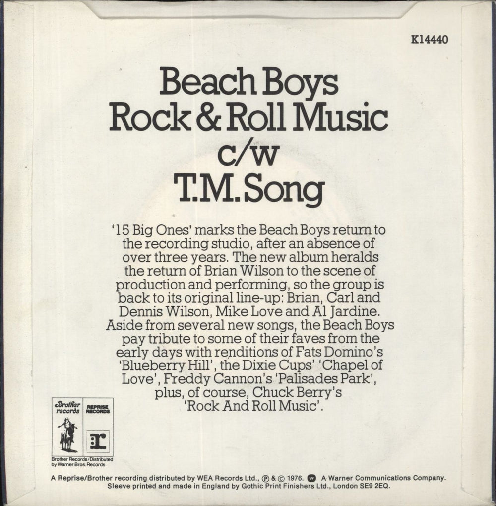 The Beach Boys Rock & Roll Music UK 7" vinyl single (7 inch record / 45)