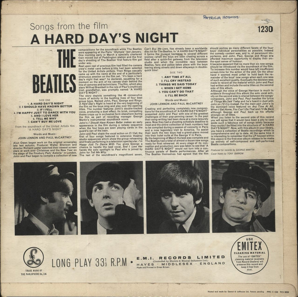 The Beatles A Hard Day's Night - 1st - G&L - VG UK vinyl LP album (LP record)