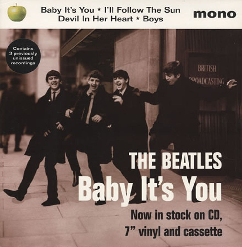 The Beatles Baby It's You - Display Card UK Promo display DISPLAY 12"X12"