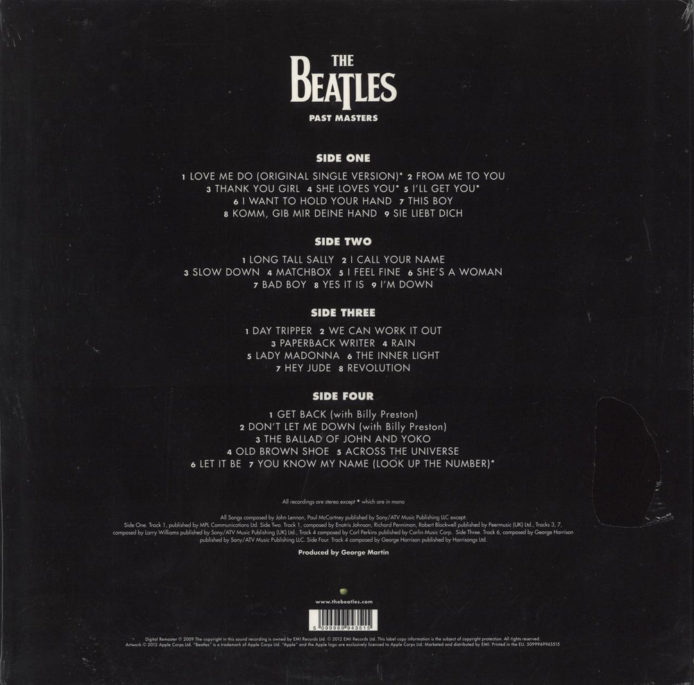 The Beatles Past Masters - 180gm Vinyl - Shrink UK 2-LP vinyl record set (Double LP Album) 5099969943515