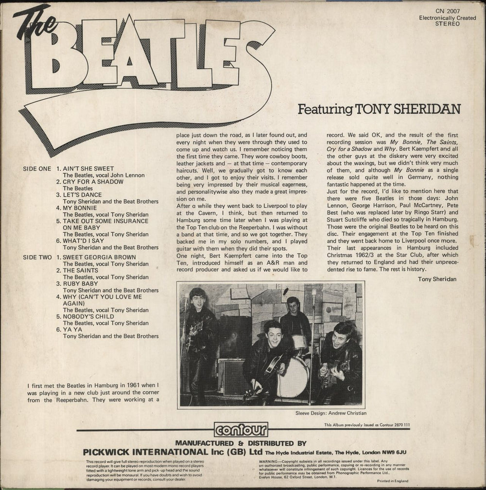 The Beatles The Beatles Featuring Tony Sheridan UK vinyl LP album (LP record)