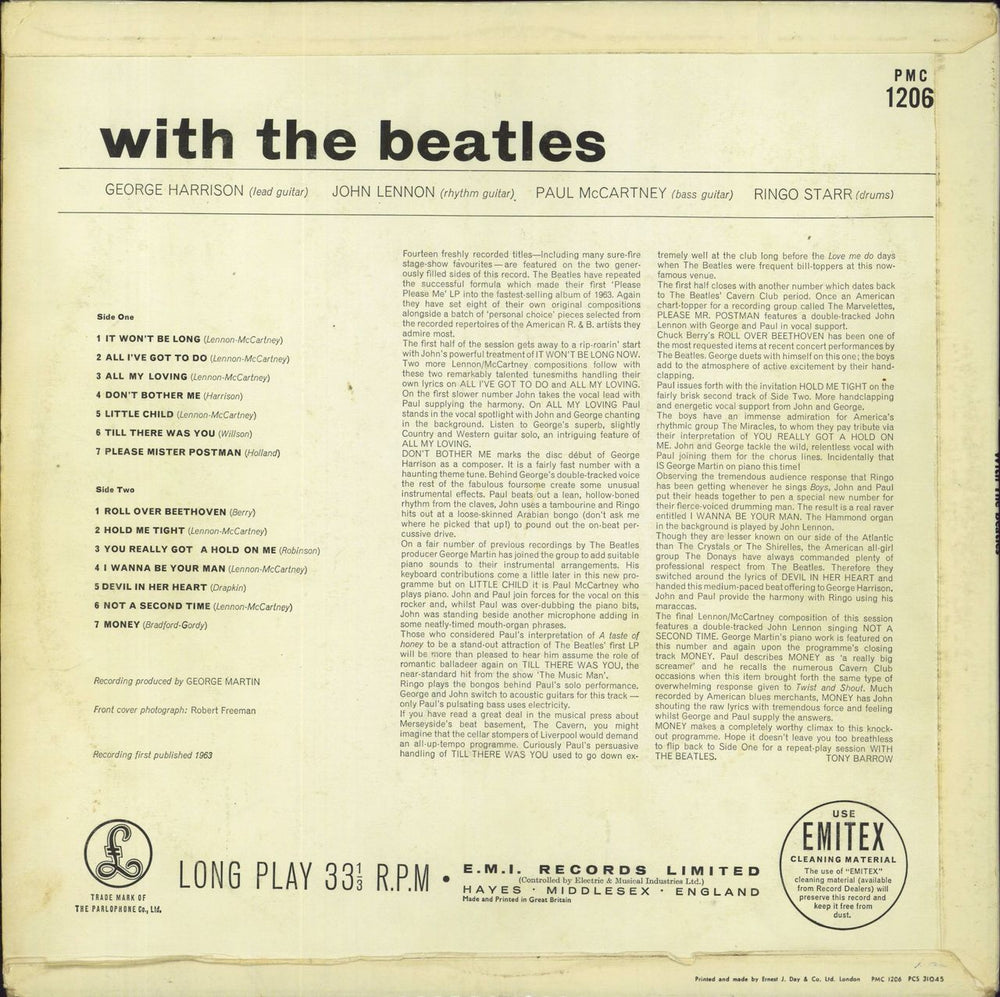 The Beatles With The Beatles - 2nd - EJD UK vinyl LP album (LP record)