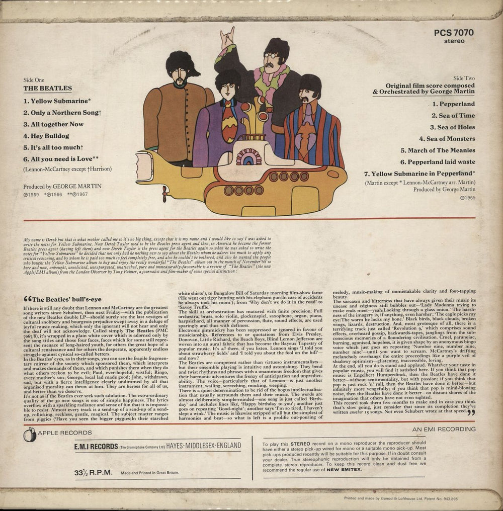 The Beatles Yellow Submarine - 3rd - VG UK vinyl LP album (LP record) '1969